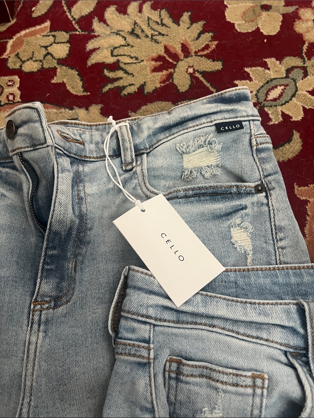 Cello Light Blue Distressed Women's Denim Shorts-set of 2 - Picture 2 of 4